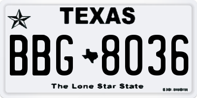 TX license plate BBG8036