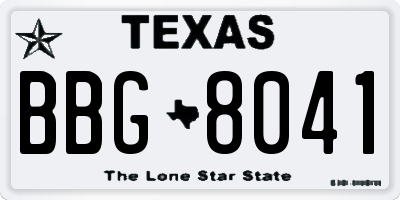 TX license plate BBG8041