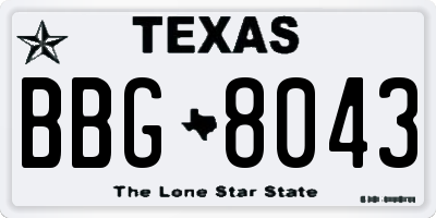 TX license plate BBG8043