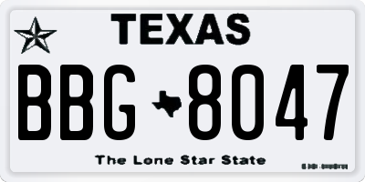 TX license plate BBG8047