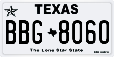 TX license plate BBG8060