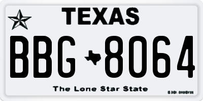 TX license plate BBG8064