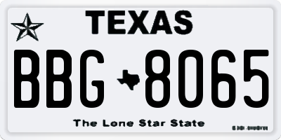 TX license plate BBG8065