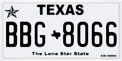 TX license plate BBG8066