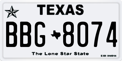 TX license plate BBG8074