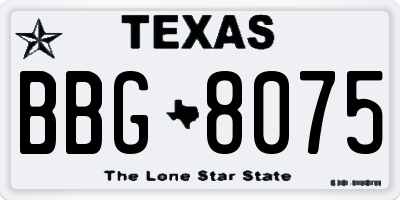 TX license plate BBG8075