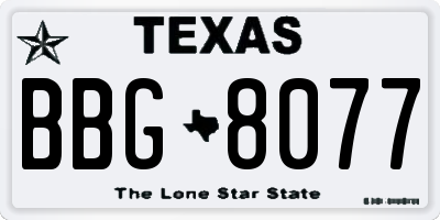 TX license plate BBG8077
