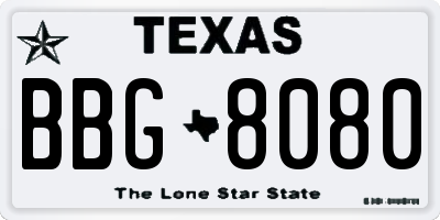 TX license plate BBG8080