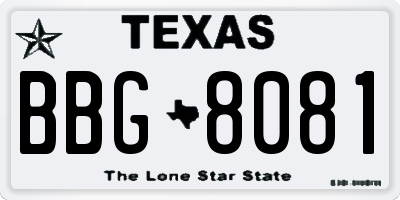 TX license plate BBG8081