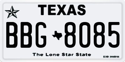 TX license plate BBG8085