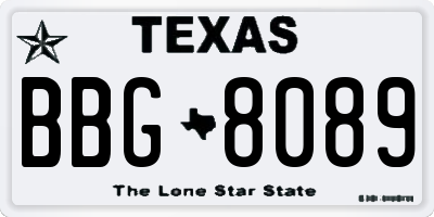 TX license plate BBG8089