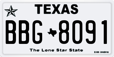 TX license plate BBG8091