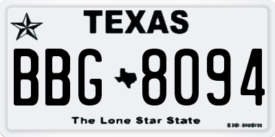 TX license plate BBG8094