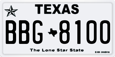 TX license plate BBG8100