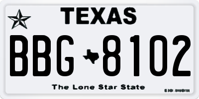 TX license plate BBG8102