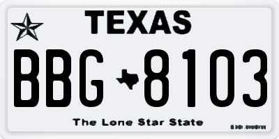 TX license plate BBG8103