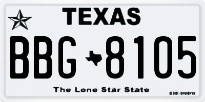 TX license plate BBG8105