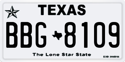 TX license plate BBG8109