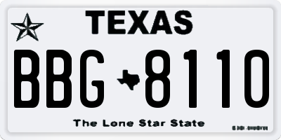 TX license plate BBG8110