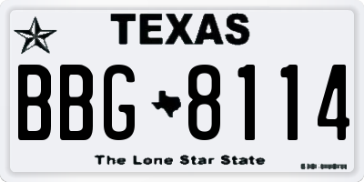 TX license plate BBG8114