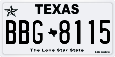 TX license plate BBG8115