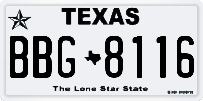 TX license plate BBG8116