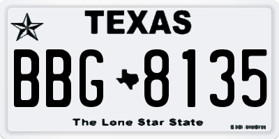 TX license plate BBG8135