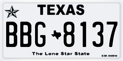 TX license plate BBG8137