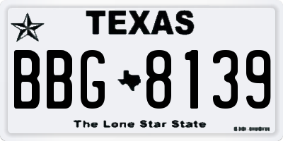 TX license plate BBG8139