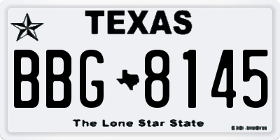 TX license plate BBG8145