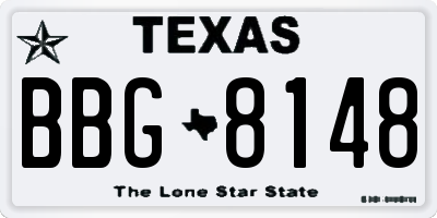 TX license plate BBG8148
