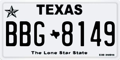 TX license plate BBG8149
