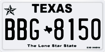 TX license plate BBG8150