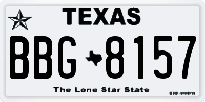 TX license plate BBG8157