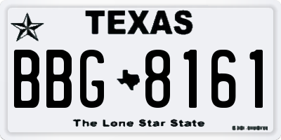 TX license plate BBG8161