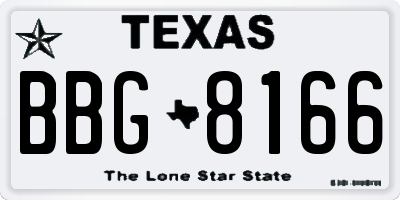 TX license plate BBG8166