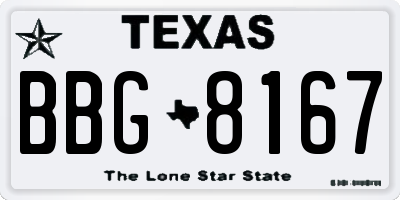 TX license plate BBG8167