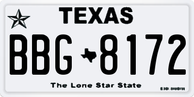 TX license plate BBG8172