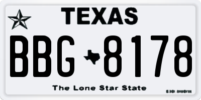TX license plate BBG8178