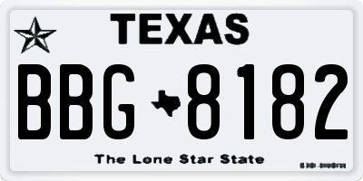 TX license plate BBG8182