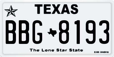 TX license plate BBG8193