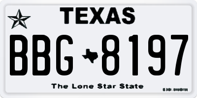 TX license plate BBG8197