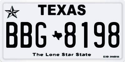 TX license plate BBG8198