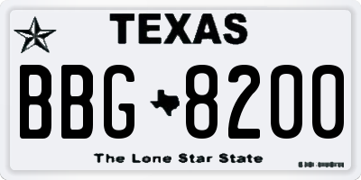 TX license plate BBG8200