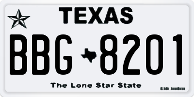 TX license plate BBG8201