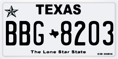 TX license plate BBG8203