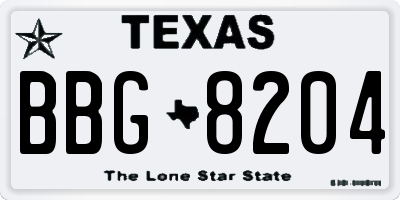 TX license plate BBG8204