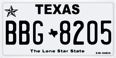 TX license plate BBG8205