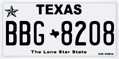 TX license plate BBG8208