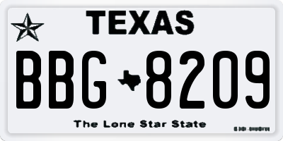 TX license plate BBG8209